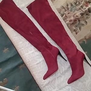 NIB 5.2inch Wine suede Knee Hi boots